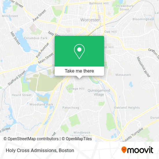 Holy Cross Admissions map