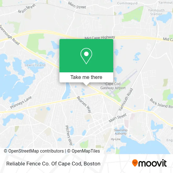 Reliable Fence Co. Of Cape Cod map