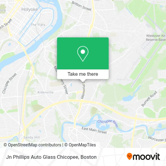 Jn Phillips Auto Glass Chicopee map