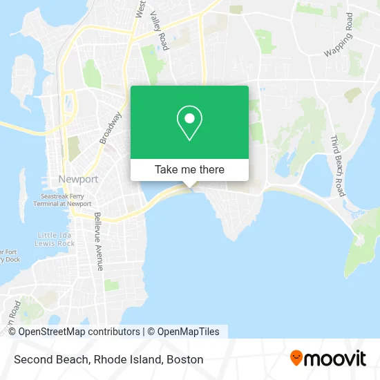 Second Beach, Rhode Island map