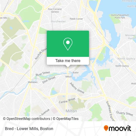 Bred - Lower Mills map