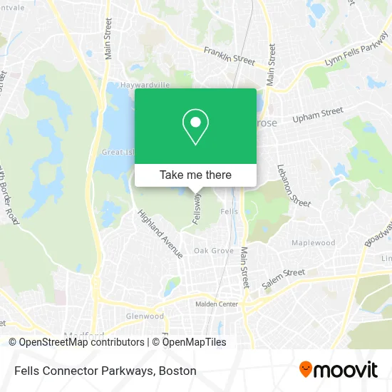 Fells Connector Parkways map