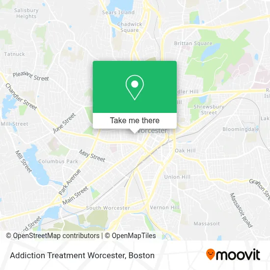 Addiction Treatment Worcester map