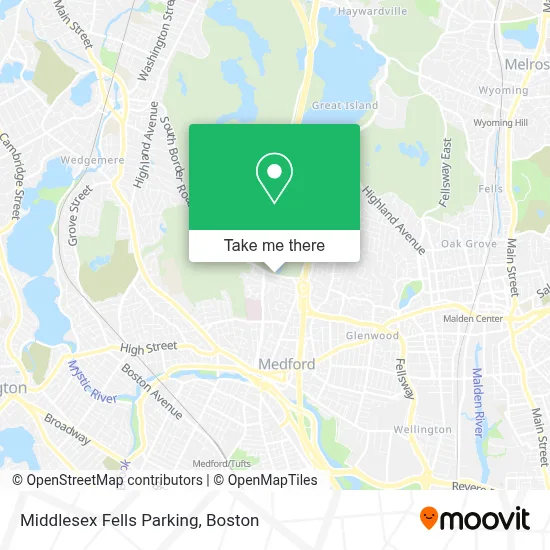 Middlesex Fells Parking map