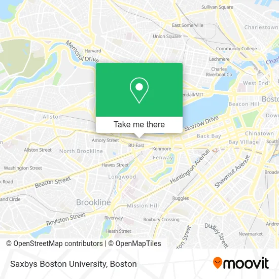 Saxbys Boston University map