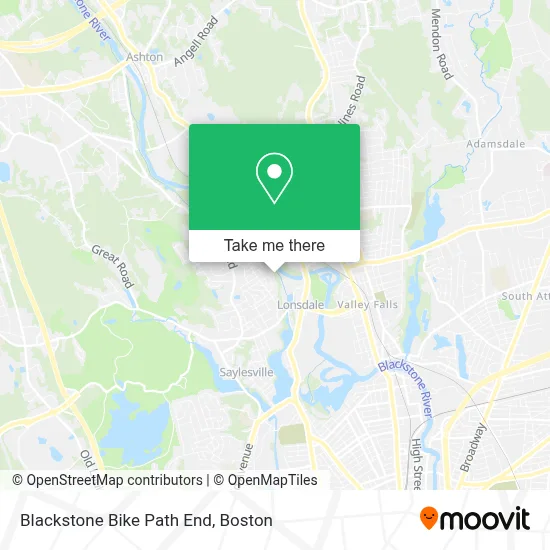 Blackstone Bike Path End map