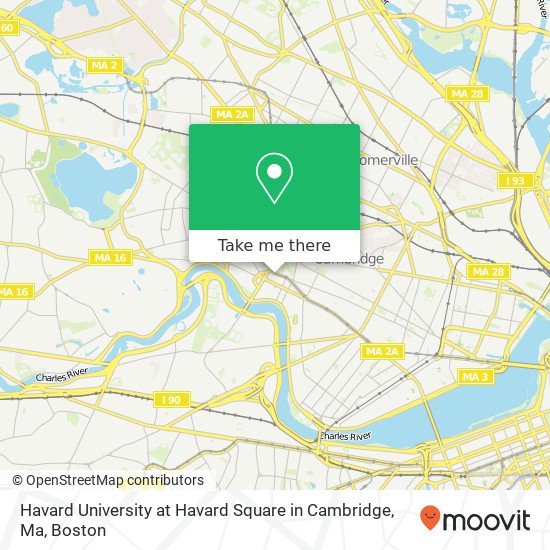 Mapa de Havard University at Havard Square in Cambridge, Ma