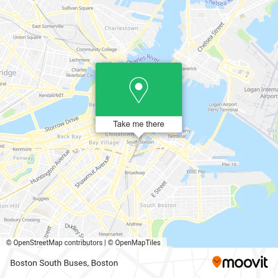 Boston South Buses map