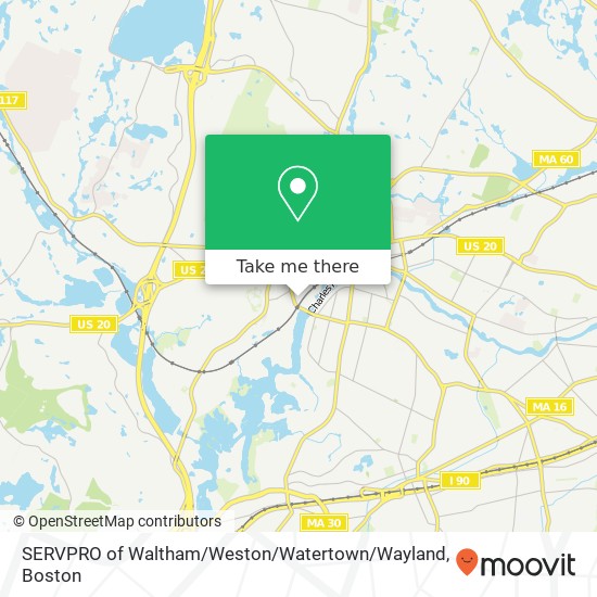 SERVPRO of Waltham / Weston / Watertown / Wayland map