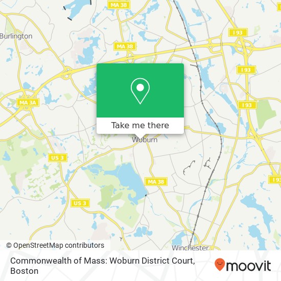 Commonwealth of Mass: Woburn District Court map