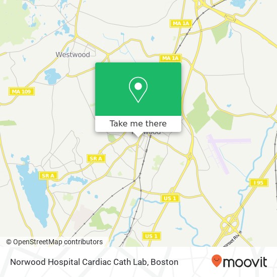 Mapa de Norwood Hospital Cardiac Cath Lab