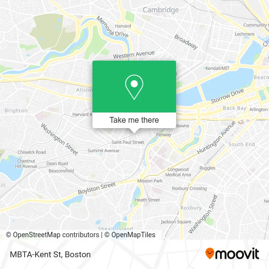 MBTA-Kent St map