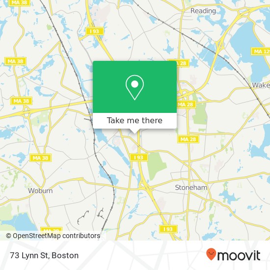 Mapa de 73 Lynn St, Woburn, MA 01801