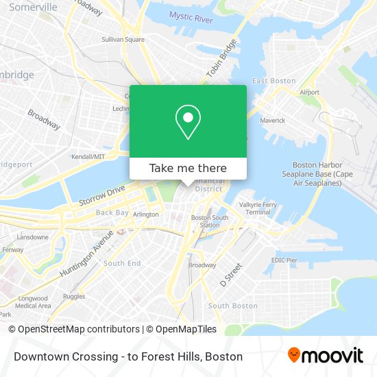 Mapa de Downtown Crossing - to Forest Hills