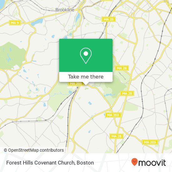 Mapa de Forest Hills Covenant Church, 455 Arborway