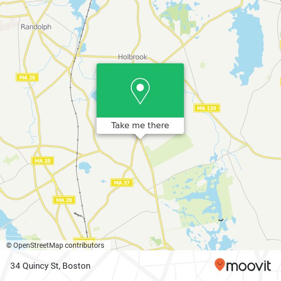 Mapa de 34 Quincy St, Holbrook, MA 02343