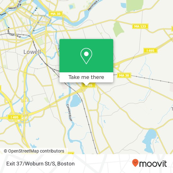 Exit 37/Woburn St/S map