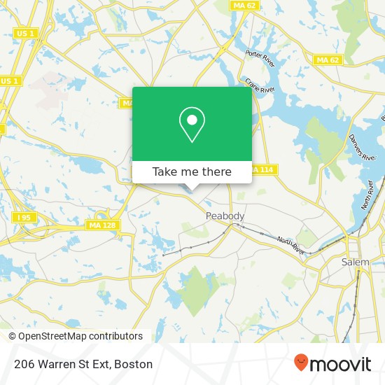 Mapa de 206 Warren St Ext, Peabody, MA 01960