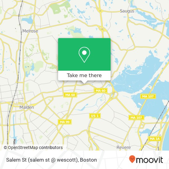 Mapa de Salem St (salem st @ wescott), Malden, MA 02148