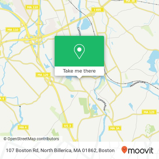 Mapa de 107 Boston Rd, North Billerica, MA 01862