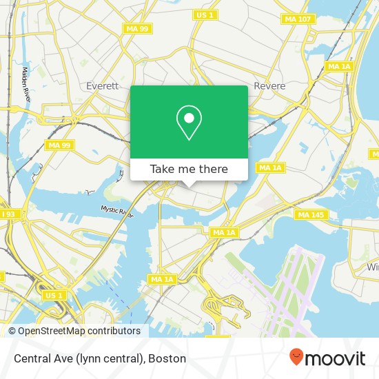 Mapa de Central Ave (lynn central), Chelsea, MA 02150