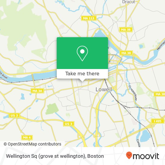 Mapa de Wellington Sq (grove st wellington), Lowell, MA 01851