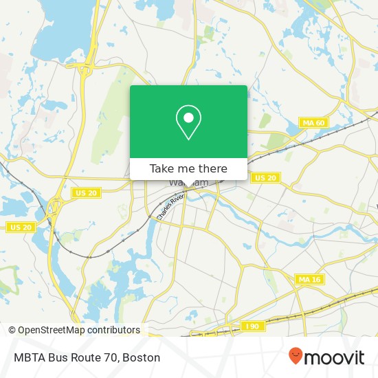 Mapa de MBTA Bus Route 70