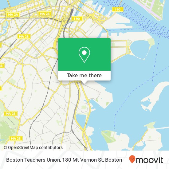 Boston Teachers Union, 180 Mt Vernon St map