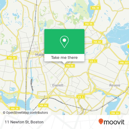 Mapa de 11 Newton St, Everett, MA 02149