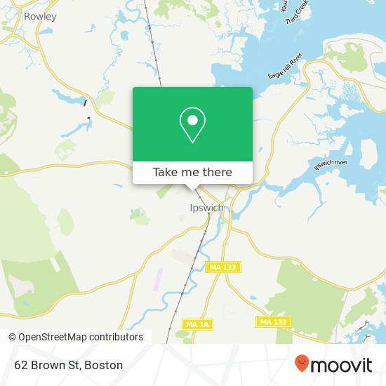 Mapa de 62 Brown St, Ipswich, MA 01938