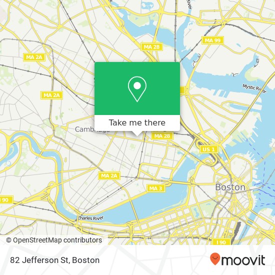 Mapa de 82 Jefferson St, Cambridge (E CAMBRIDGE), MA 02141