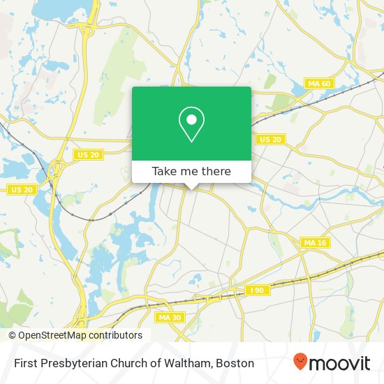 Mapa de First Presbyterian Church of Waltham, 34 Alder St