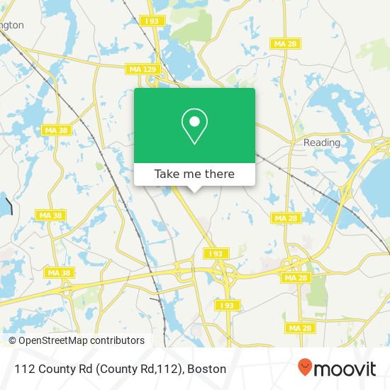 Mapa de 112 County Rd (County Rd,112), Reading, MA 01867