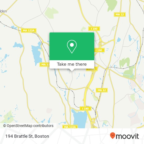 Mapa de 194 Brattle St, Worcester, MA 01606