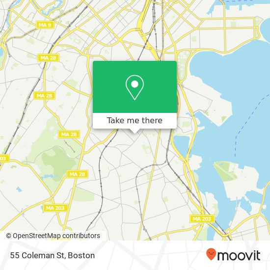 Mapa de 55 Coleman St, Dorchester, MA 02125