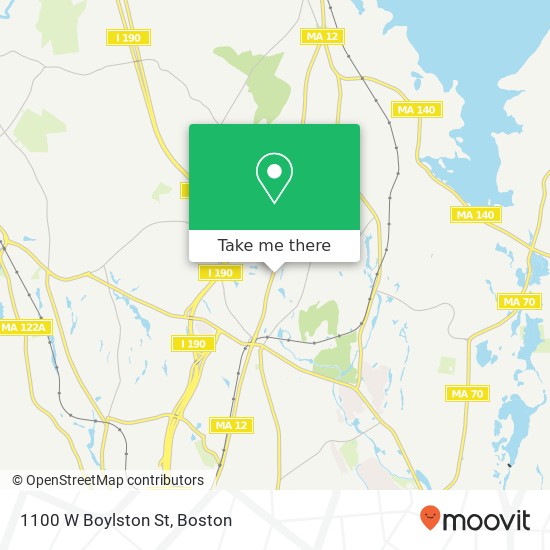 Mapa de 1100 W Boylston St, Worcester, MA 01606