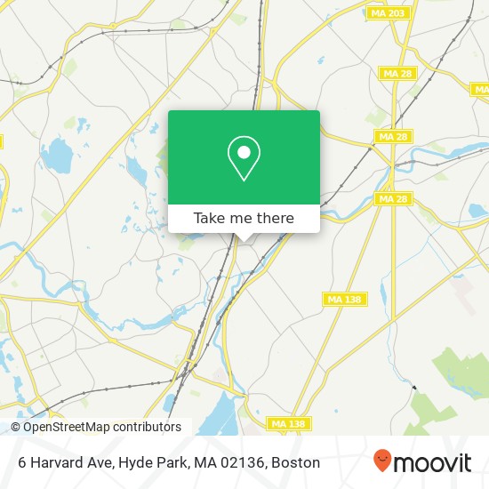 Mapa de 6 Harvard Ave, Hyde Park, MA 02136