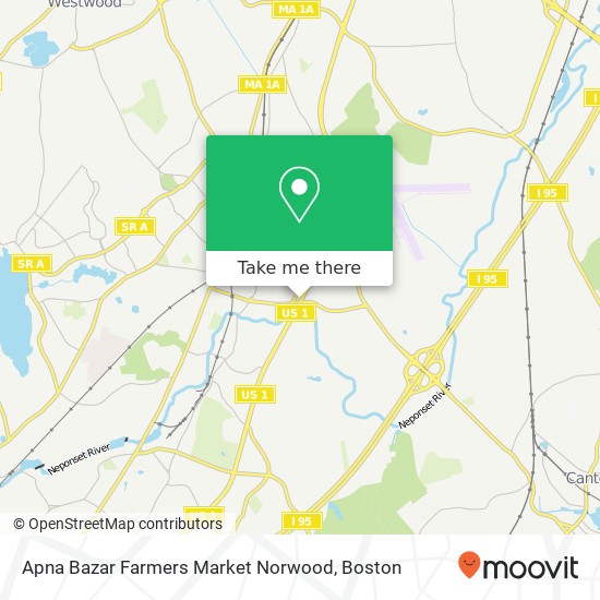 Mapa de Apna Bazar Farmers Market Norwood, 989 Providence Hwy