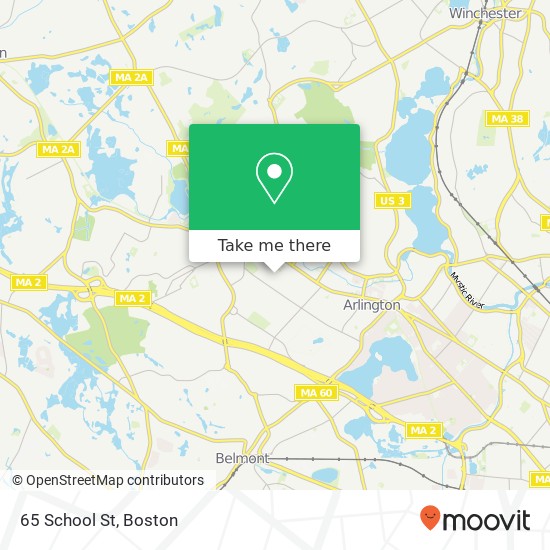 Mapa de 65 School St, Arlington, MA 02476