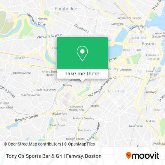 Tony C's Sports Bar & Grill Fenway map