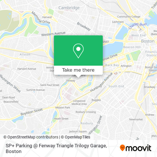Mapa de SP+ Parking @ Fenway Triangle Trilogy Garage