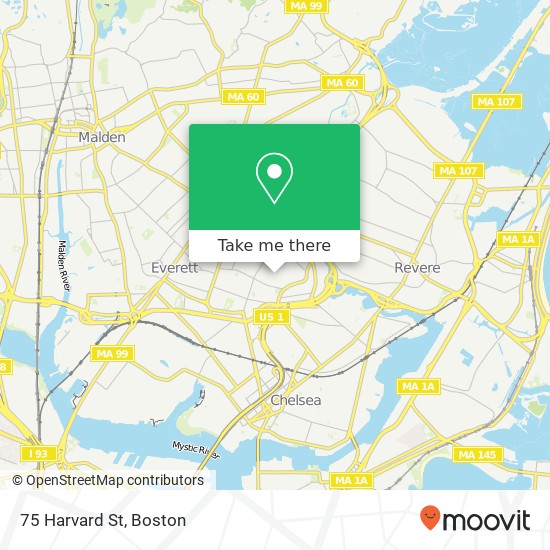 Mapa de 75 Harvard St, Chelsea, MA 02150