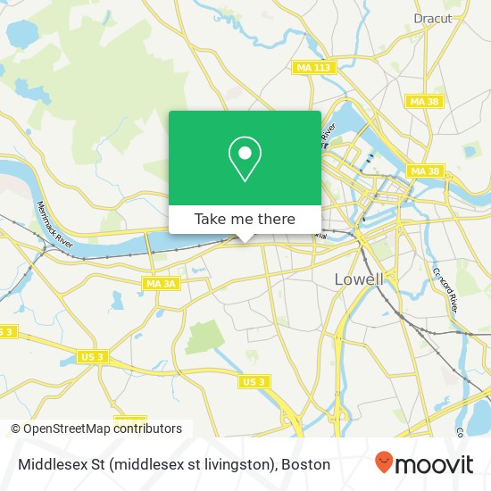 Mapa de Middlesex St (middlesex st livingston), Lowell, MA 01851