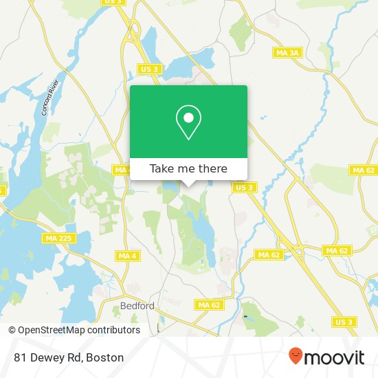 Mapa de 81 Dewey Rd, Bedford, MA 01730