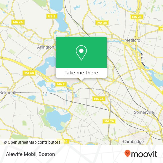 Mapa de Alewife Mobil, 2615 Massachusetts Ave