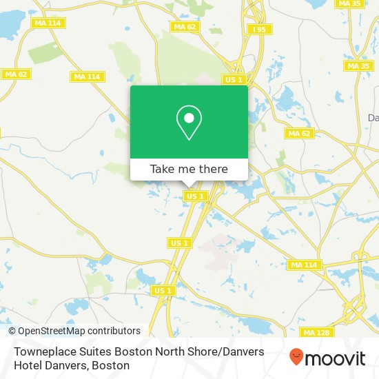 Mapa de Towneplace Suites Boston North Shore / Danvers Hotel Danvers, 238 Andover St