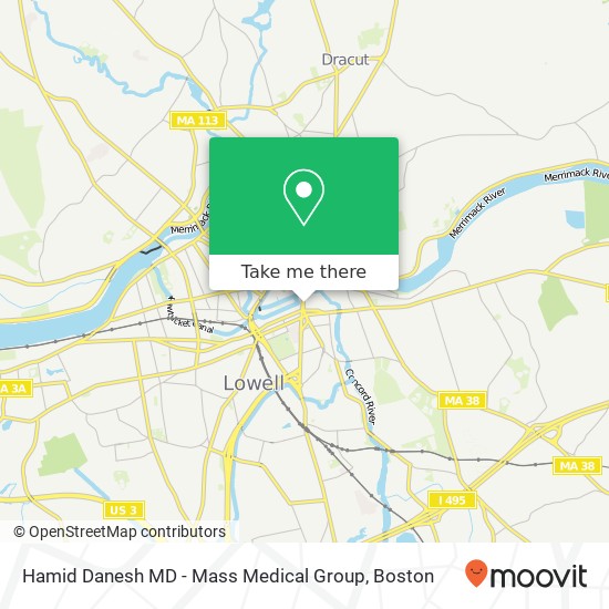 Mapa de Hamid Danesh MD - Mass Medical Group, 200 Central St