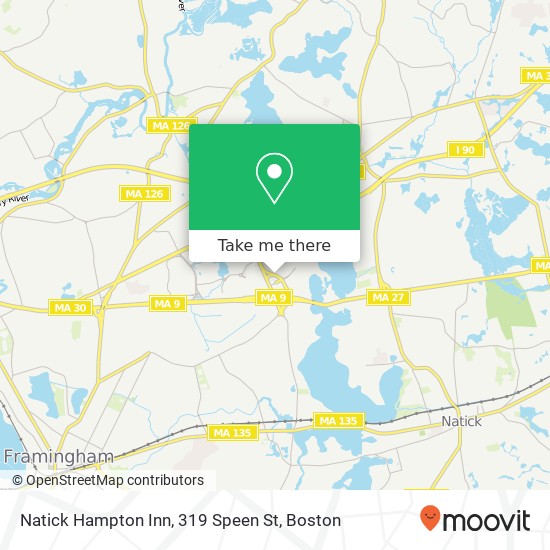 Mapa de Natick Hampton Inn, 319 Speen St
