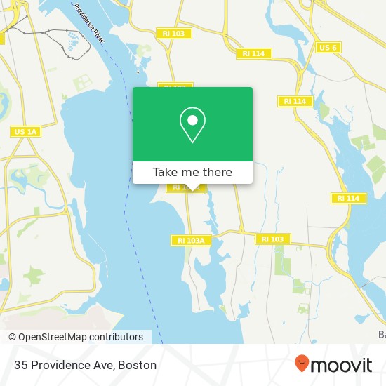 Mapa de 35 Providence Ave, Riverside, RI 02915