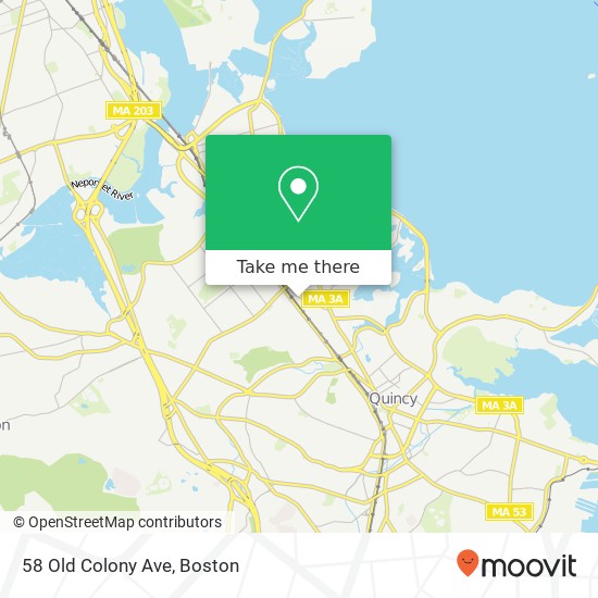 Mapa de 58 Old Colony Ave, Quincy, MA 02170